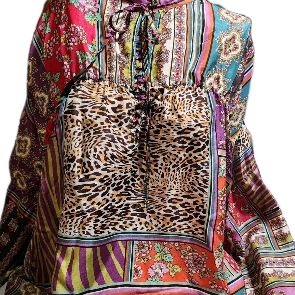 Johnny Was Multicolor Patchwork Women's Top